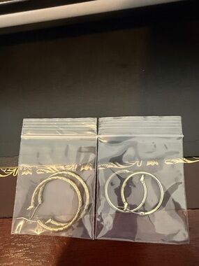 Gold-Tone and Silver-Tone Hoop Earrings Set - Classic Arrow Detail